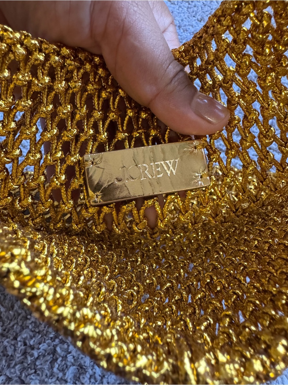 J. Crew Metallic Gold Knit Shoulder Bag - Picture 3 of 6